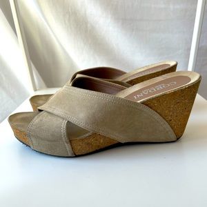 Tan Suede Platform Sandals